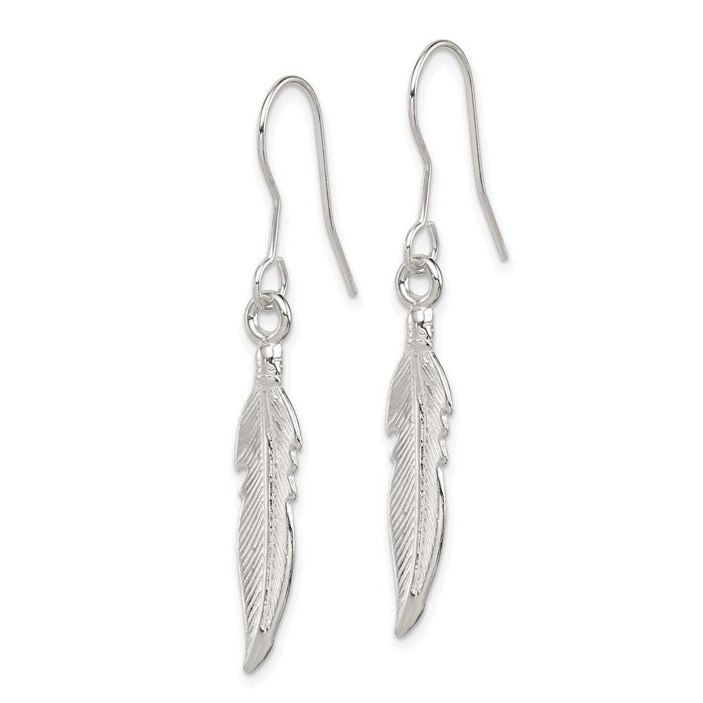 Sterling Silver Feather Earrings - Product Photo