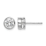 Sterling Silver RH-plated Polished 6mm Round CZ Bezel Set Stud Earrings - Product Photo