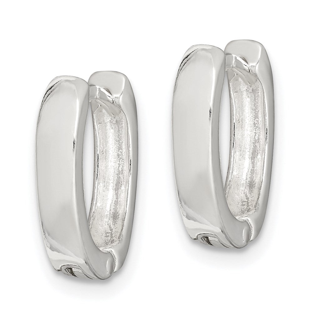 Sterling Silver Oval Hinged Hoop Earrings - Product Photo