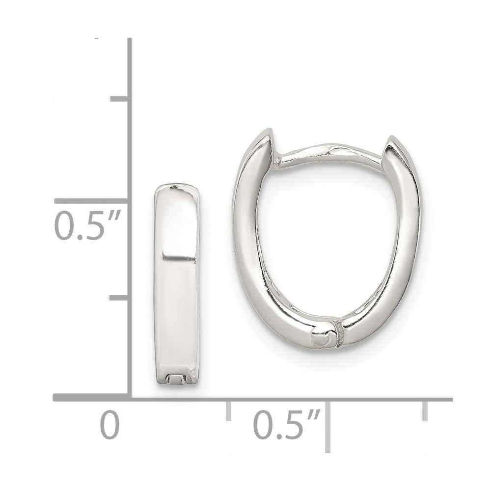 Sterling Silver Oval Hinged Hoop Earrings - Product Photo