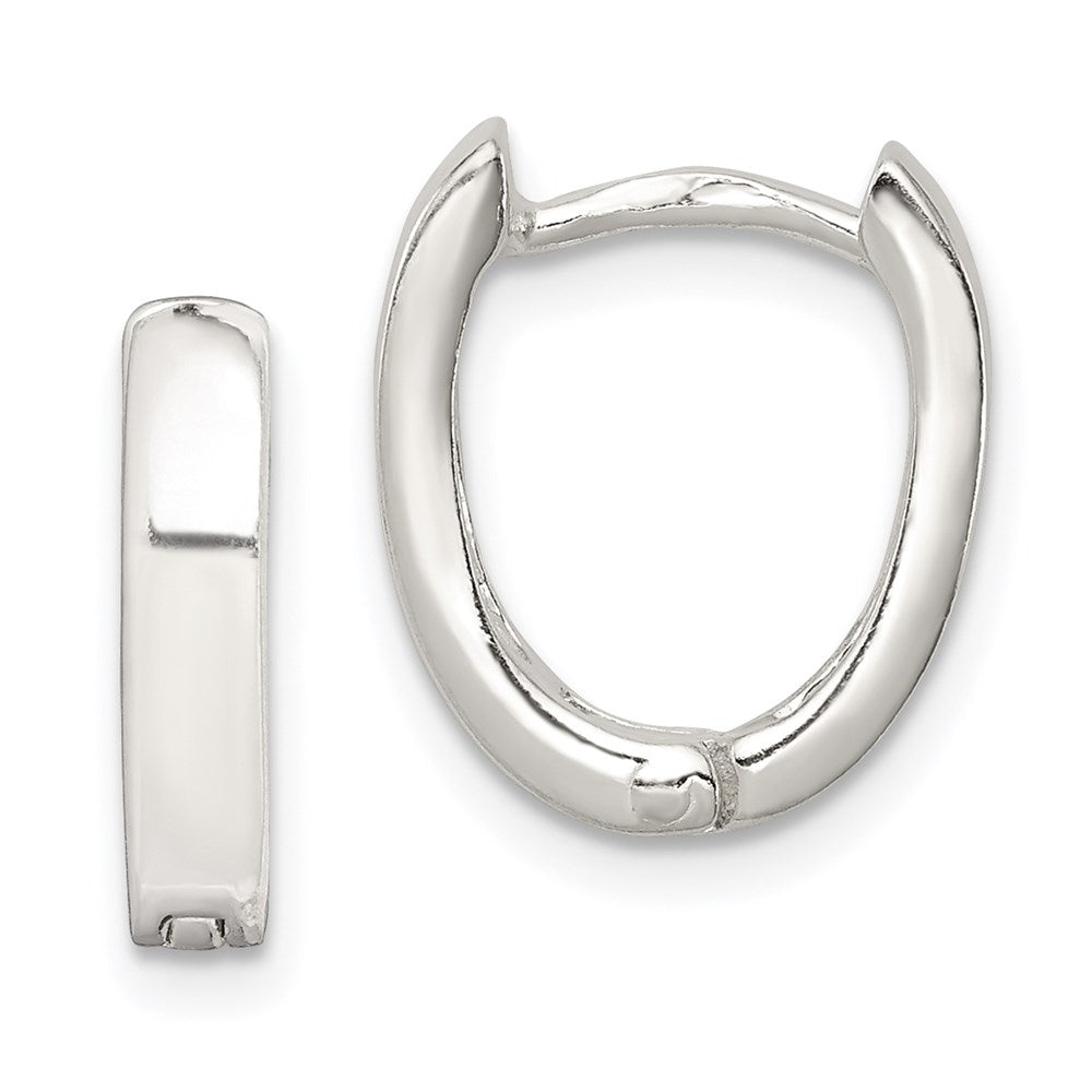 Sterling Silver Oval Hinged Hoop Earrings - Product Photo