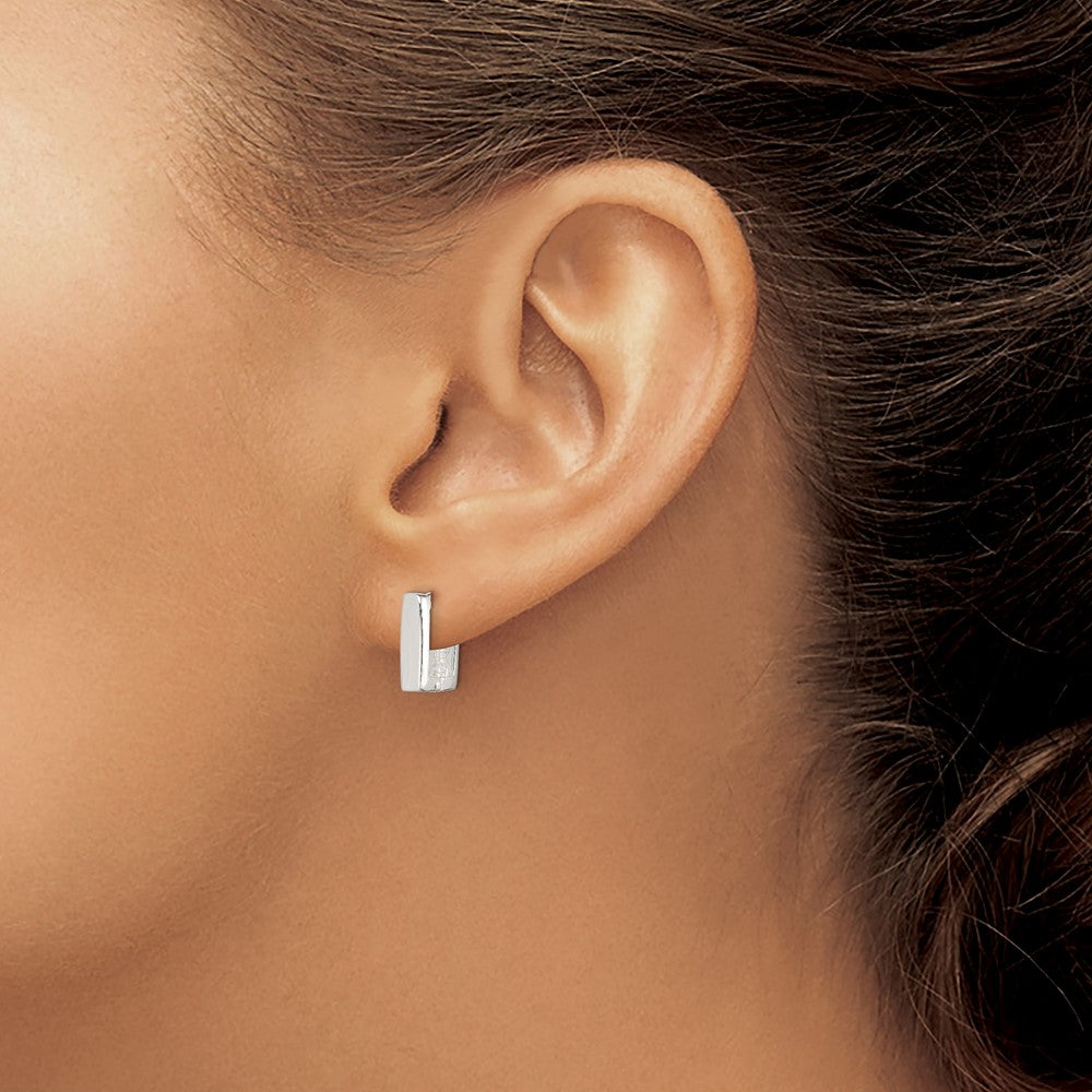 Sterling Silver Square Hinged Hoop Earrings - Product Photo