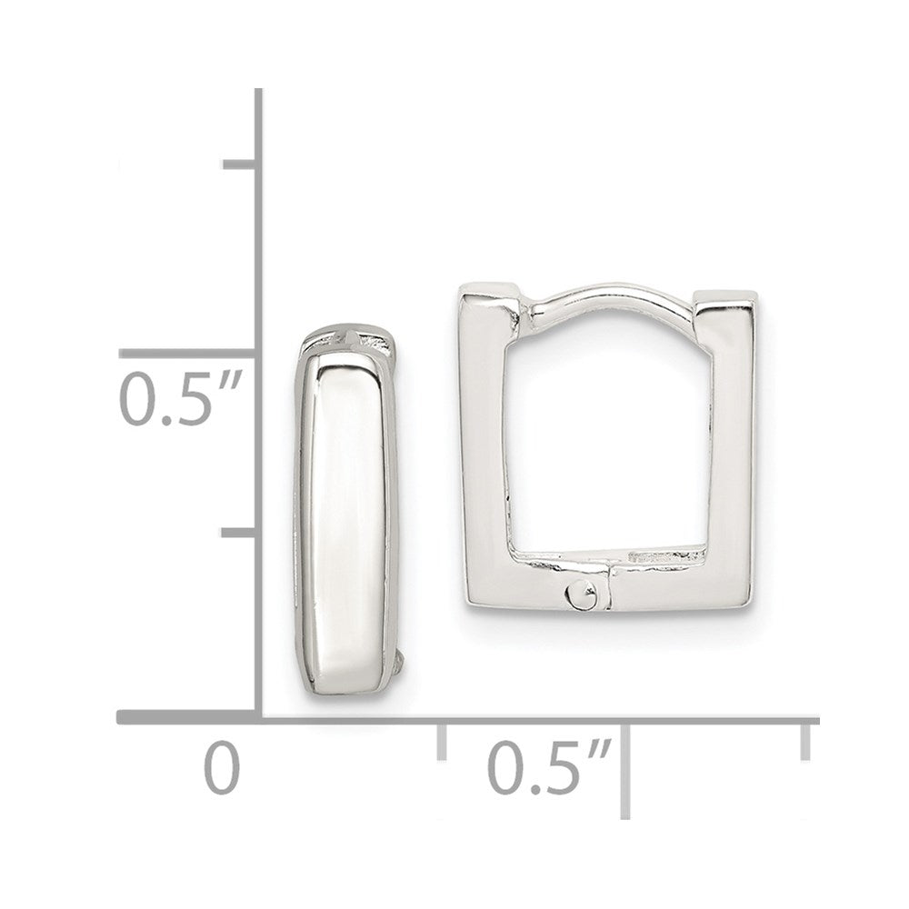 Sterling Silver Square Hinged Hoop Earrings - Product Photo