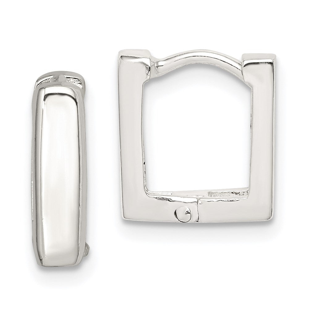 Sterling Silver Square Hinged Hoop Earrings - Product Photo