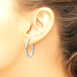 Sterling Silver Rhodium-plated 2mm Diamond Cut Hoop Earrings - Product Photo