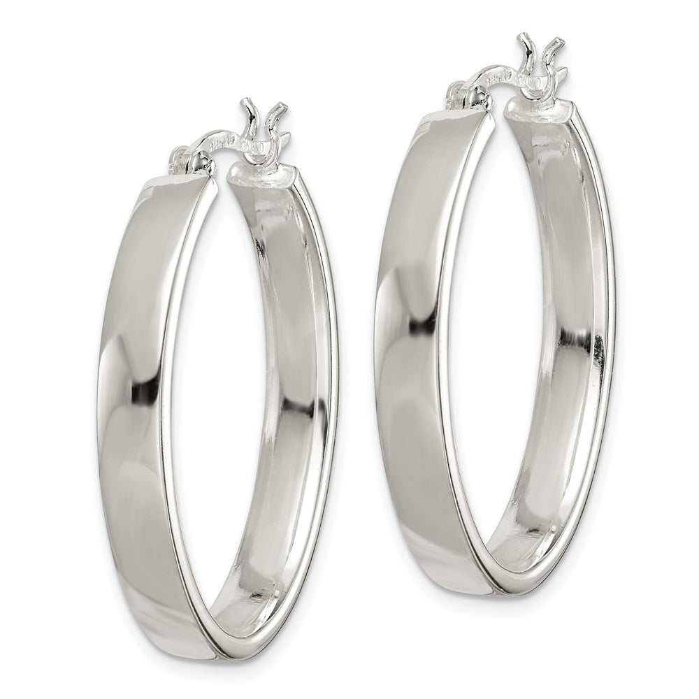 Sterling Silver Polished 4.75mm Oval Hoop Earrings - Product Photo