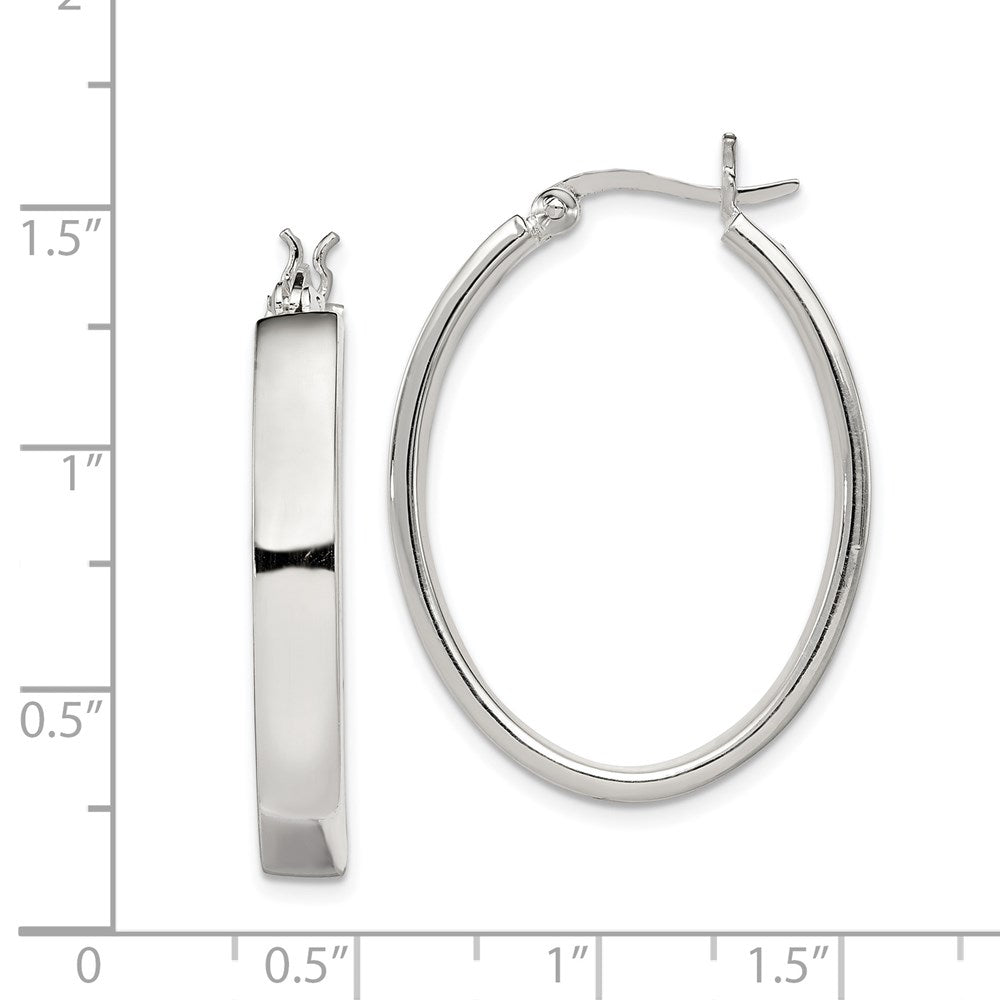 Sterling Silver Polished 4.75mm Oval Hoop Earrings - Product Photo