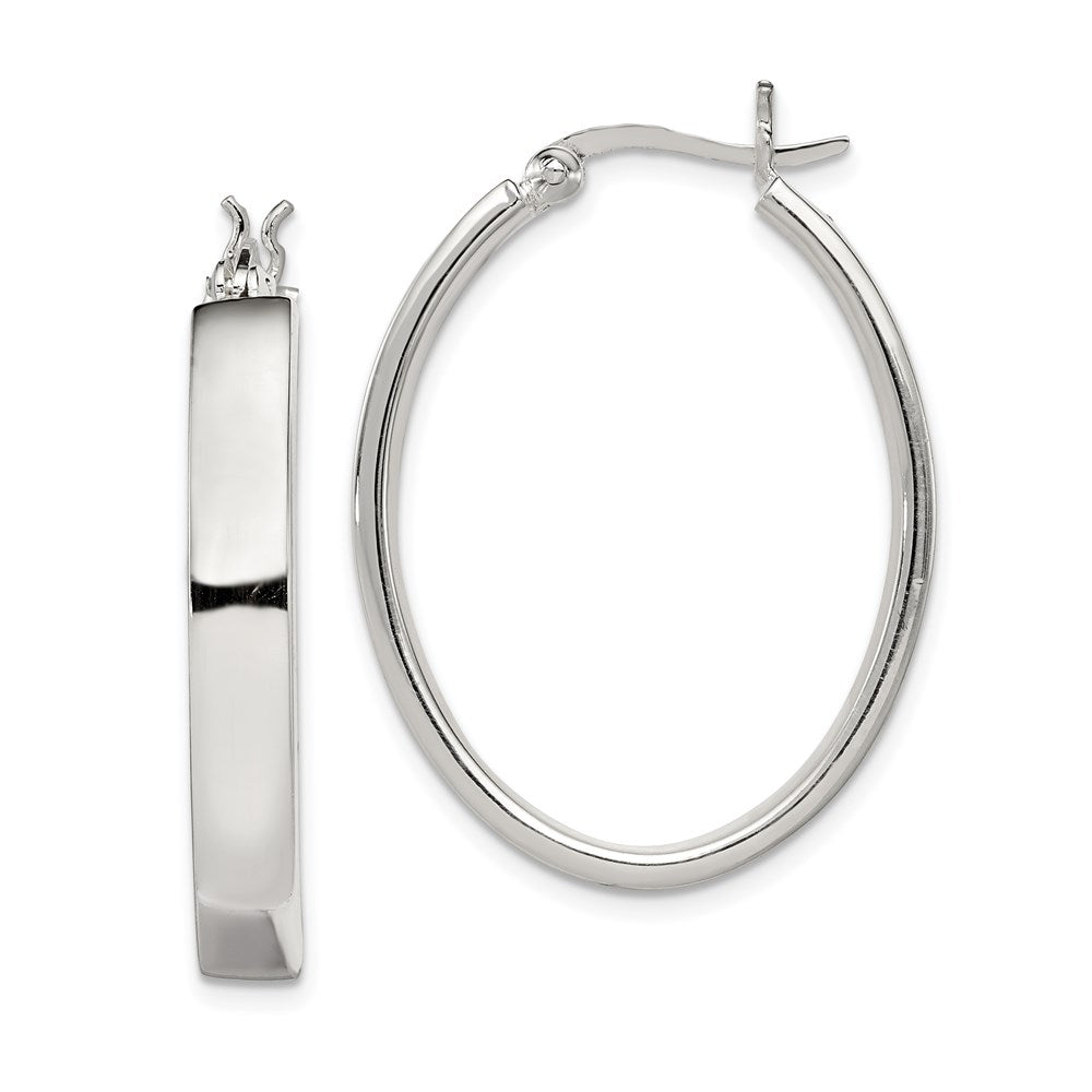 Sterling Silver Polished 4.75mm Oval Hoop Earrings - Product Photo