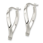 Sterling Silver Polished & Twisted Oval Hoop Earrings - Product Photo