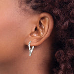 Sterling Silver Polished & Twisted Oval Hoop Earrings - Product Photo