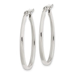 Sterling Silver Tapered 3mm Oval Hoop Earrings - Product Photo