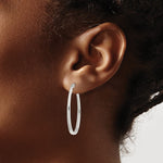Sterling Silver Tapered 3mm Oval Hoop Earrings - Product Photo