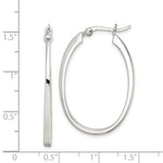 Sterling Silver Tapered 3mm Oval Hoop Earrings - Product Photo