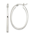 Sterling Silver Tapered 3mm Oval Hoop Earrings - Product Photo