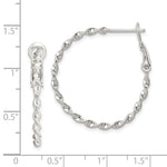 Sterling Silver Rhodium-plated Twisted Omega Back Hoop Earrings - Product Photo