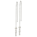 Sterling Silver Polished Triple Graduated Ball Threader Earrings - Product Photo