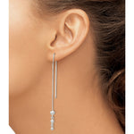 Sterling Silver Polished Triple Graduated Ball Threader Earrings - Product Photo