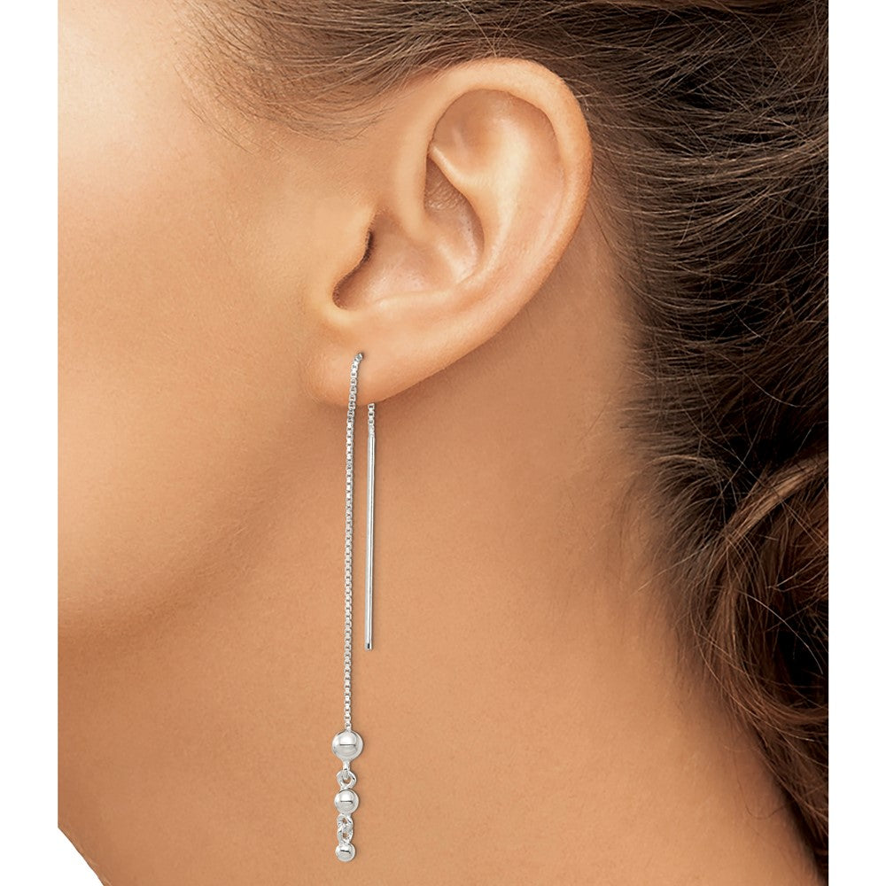 Sterling Silver Polished Triple Graduated Ball Threader Earrings - Product Photo