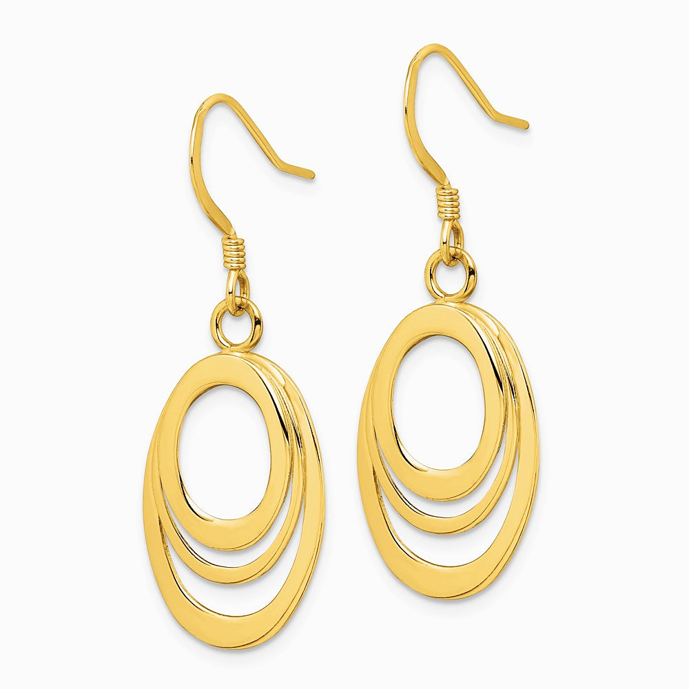 Sterling Silver Flash Gold-plated Polished Triple Oval Dangle Earrings - Product Photo