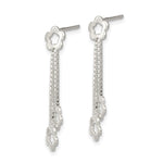 Sterling Silver Flower Dangle Earrings - Product Photo