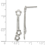 Sterling Silver Flower Dangle Earrings - Product Photo