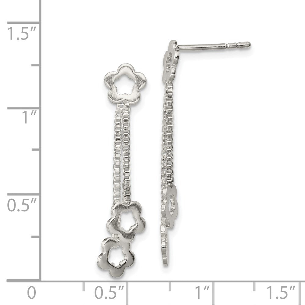 Sterling Silver Flower Dangle Earrings - Product Photo