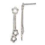 Sterling Silver Flower Dangle Earrings - Product Photo
