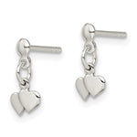 Sterling Silver Dangling Hearts Earrings - Product Photo