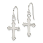 Sterling Silver Polished Budded Cross Dangle Earrings - Product Photo