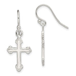 Sterling Silver Polished Budded Cross Dangle Earrings - Product Photo