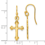 Sterling Silver Gold-tone Polished Budded Cross Dangle Earrings - Product Photo