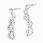 Sterling Silver Rhodium-plated Polished CZ Journey Post Earrings - Product Photo