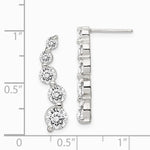Sterling Silver Rhodium-plated Polished CZ Journey Post Earrings - Product Photo