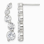 Sterling Silver Rhodium-plated Polished CZ Journey Post Earrings - Product Photo