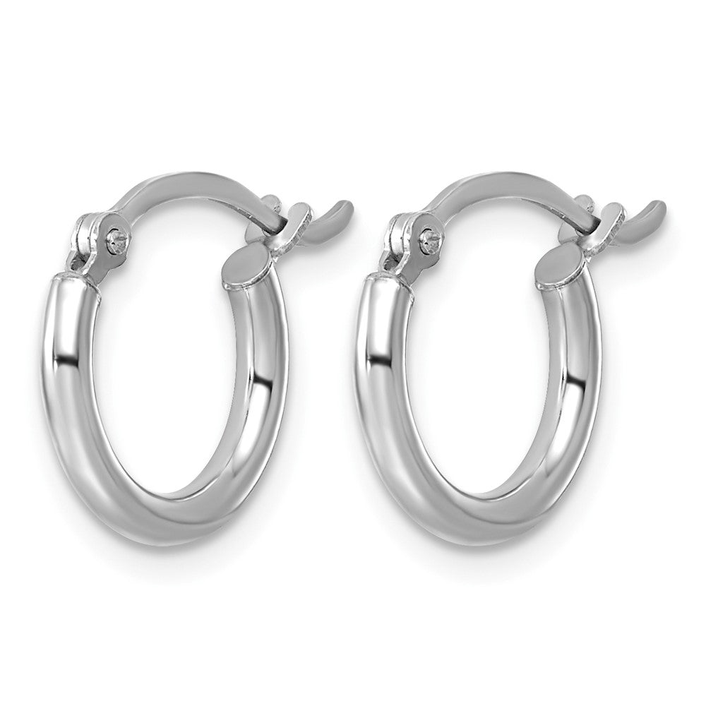 Sterling Silver Rhodium-plated 2mm Round Hoop Earrings - Product Photo