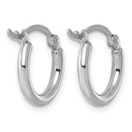 Sterling Silver Rhodium-plated 2mm Round Hoop Earrings - Product Photo