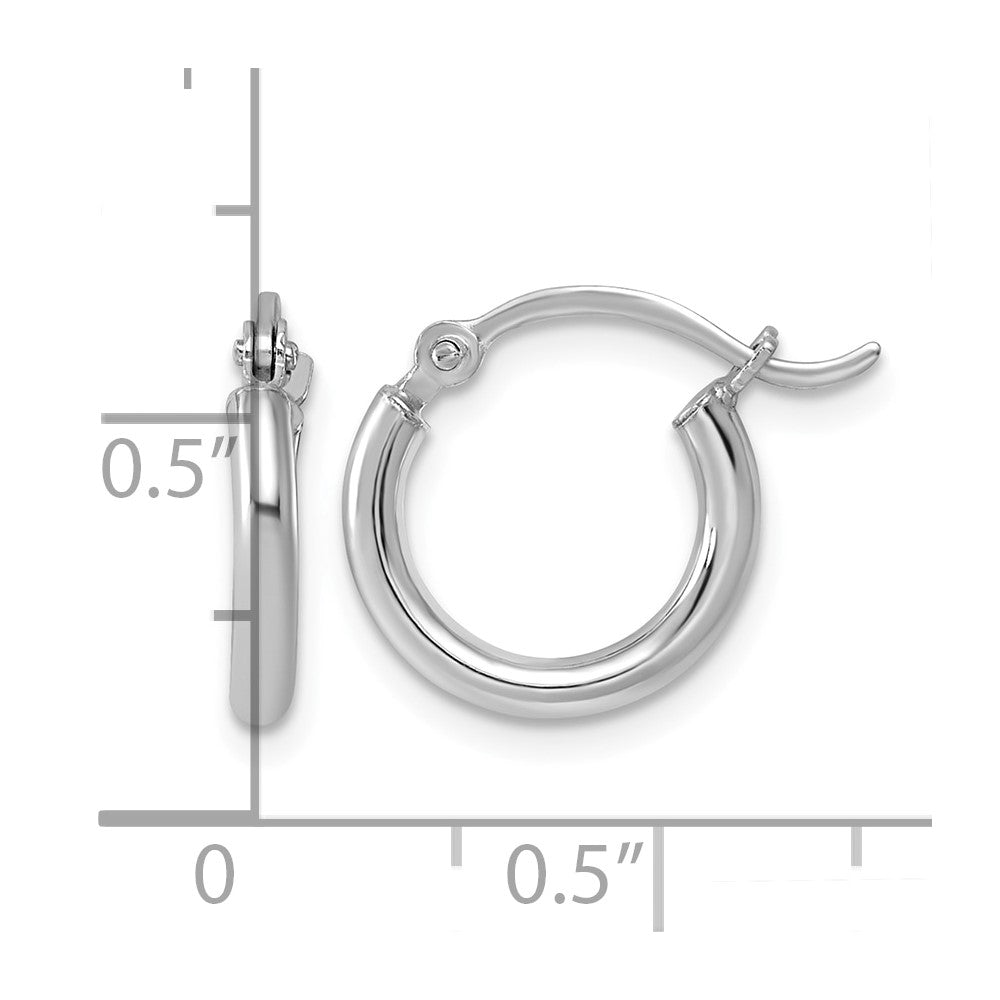 Sterling Silver Rhodium-plated 2mm Round Hoop Earrings - Product Photo