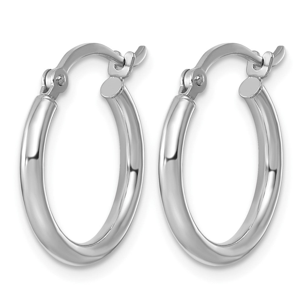 Sterling Silver Rhodium-plated 2mm Round Hoop Earrings - Product Photo
