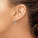 Sterling Silver Rhodium-plated 2mm Round Hoop Earrings - Product Photo