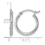 Sterling Silver Rhodium-plated 2mm Round Hoop Earrings - Product Photo