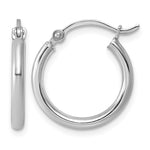Sterling Silver Rhodium-plated 2mm Round Hoop Earrings - Product Photo