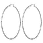 Sterling Silver Rhodium-plated 2mm Round Hoop Earrings - Product Photo