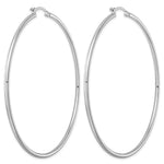 Sterling Silver Rhodium-plated 2mm Round Hoop Earrings - Product Photo