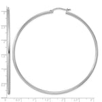 Sterling Silver Rhodium-plated 2mm Round Hoop Earrings - Product Photo
