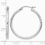 Sterling Silver Rhodium-plated 2mm Diamond Cut Hoop Earrings - Product Photo