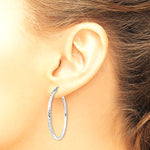 Sterling Silver Rhodium-plated 2mm Diamond Cut Hoop Earrings - Product Photo