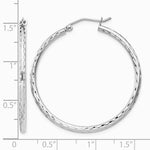Sterling Silver Rhodium-plated 2mm Diamond Cut Hoop Earrings - Product Photo