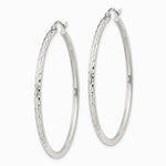 Sterling Silver 2mm Diamond Cut Hoop Earrings - Product Photo