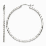 Sterling Silver 2mm Diamond Cut Hoop Earrings - Product Photo
