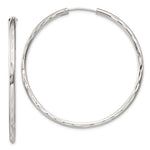 Sterling Silver Diamond-Cut 2.5x50mm Endless Hoop Earrings - Product Photo